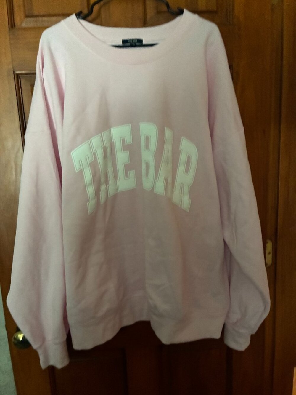 The Bar, Oversized Crew neck, Sweatshirt, Size 3xxx, Pink with White TB letters